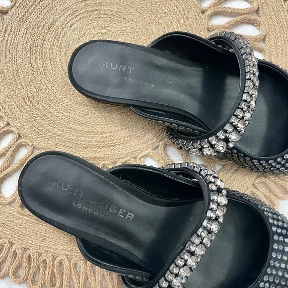 Kurt Geiger London Princely Jeweled Mules Rhinestone Black Size EU 36.5 - Picture 4 of 11